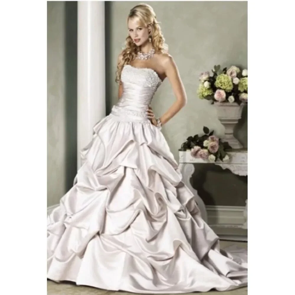 Maggie Sottero Imperial Gown Brielle Wedding Dress Strapless Bustle Train 12 - Picture 2 of 16